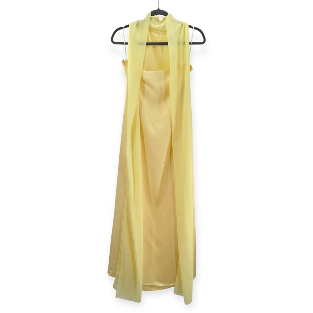 NWT o.p.t Alessia Satin Halter Maxi Dress in Butter Yellow - Size XS - Picture 10 of 13